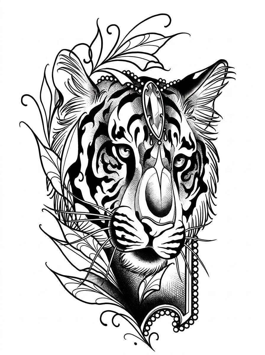 Elegant Tribal Tiger Face
