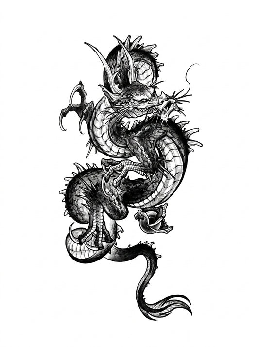 Fierce Asian Dragon Temporary Tattoo